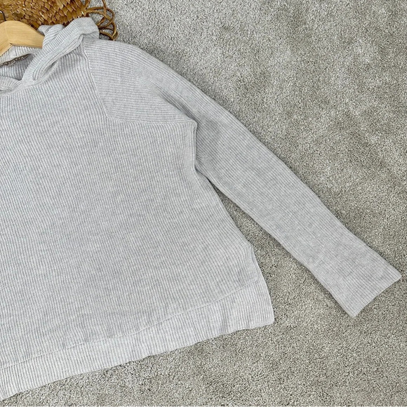 Athleta Rest Day Hoodie Sweater Knit Light Gray Pima Cotton Silk Blend Size XS - Picture 7 of 13